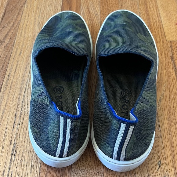 Rothy's Blue and Green Camo Sneaker Slip-On Shoes - Picture 4 of 6